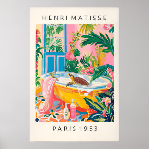 Turtle in Bathtub Art Print Matisse Style Bathroom