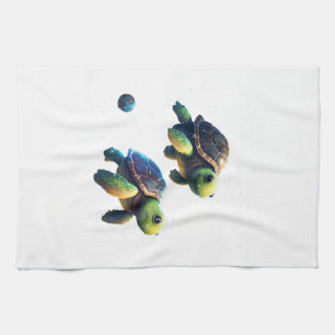 turtle in space tea towel