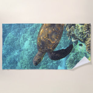 turtle in the sea beach towel