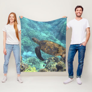 turtle in the sea fleece blanket