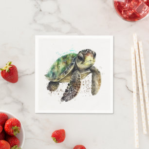 Turtle in Watercolor Paper Napkins