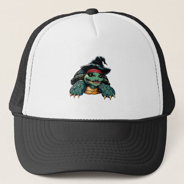 Turtle in Witch Hat Halloween Spooky Fun (Front)