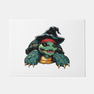 Turtle in Witch Hat Halloween Spooky Fun Doormat