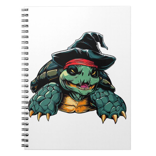 Turtle in Witch Hat Halloween Spooky Fun Notebook (Front)