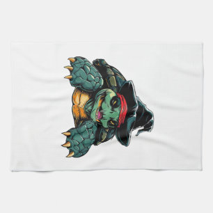 Turtle in Witch Hat Halloween Spooky Fun Tea Towel