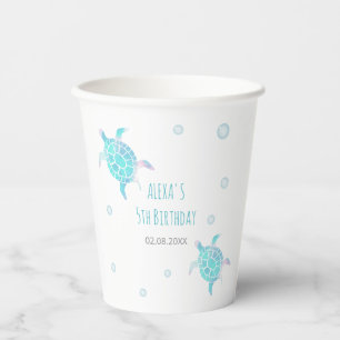 Turtle Kids Under The Sea Watercolor Pastel Party Paper Cups