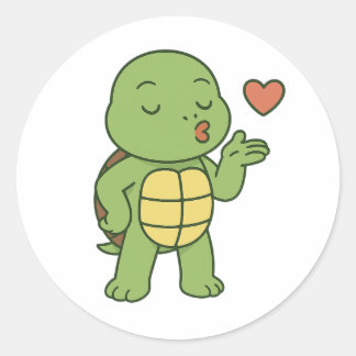 Turtle Kiss Classic Round Sticker