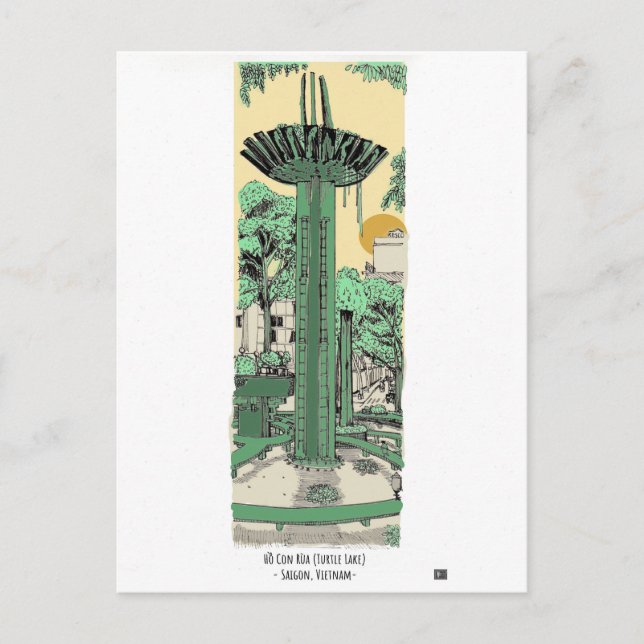 Turtle Lake Saigon Digital Illustration Postcard (Front)
