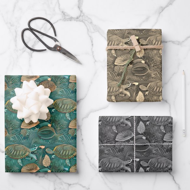 Turtle life pattern No5 Wrapping Paper Sheet (Front)