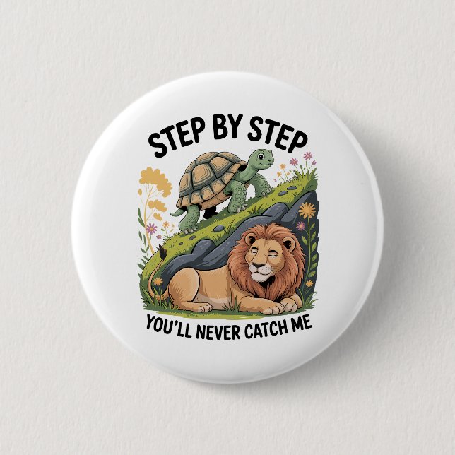 Turtle Lion Funny 6 Cm Round Badge (Front)