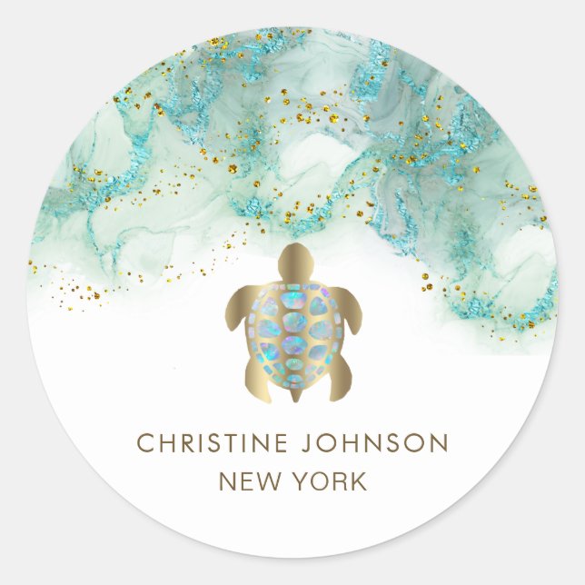 turtle logo classic round sticker (Front)