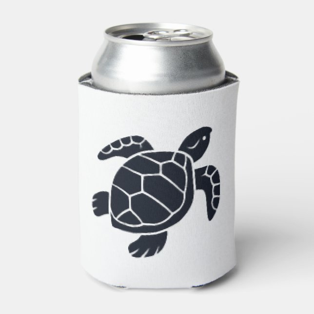 Turtle Logo Emblem Red-Eared Slider Tortoise  Can Cooler (Can Front)