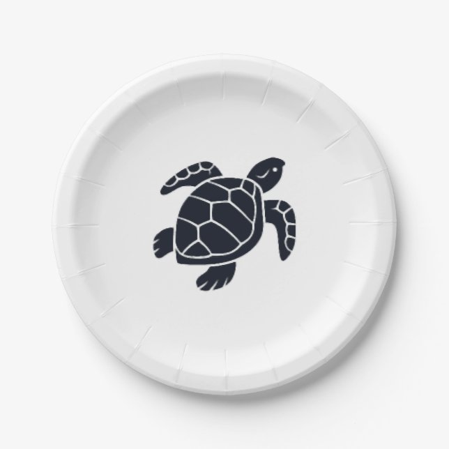 Turtle Logo Emblem Red-Eared Slider Tortoise Copy Paper Plate (Front)