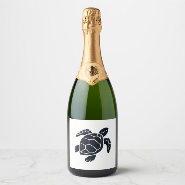 Turtle Logo Emblem Red-Eared Slider Tortoise Copy Sparkling Wine Label (Front)