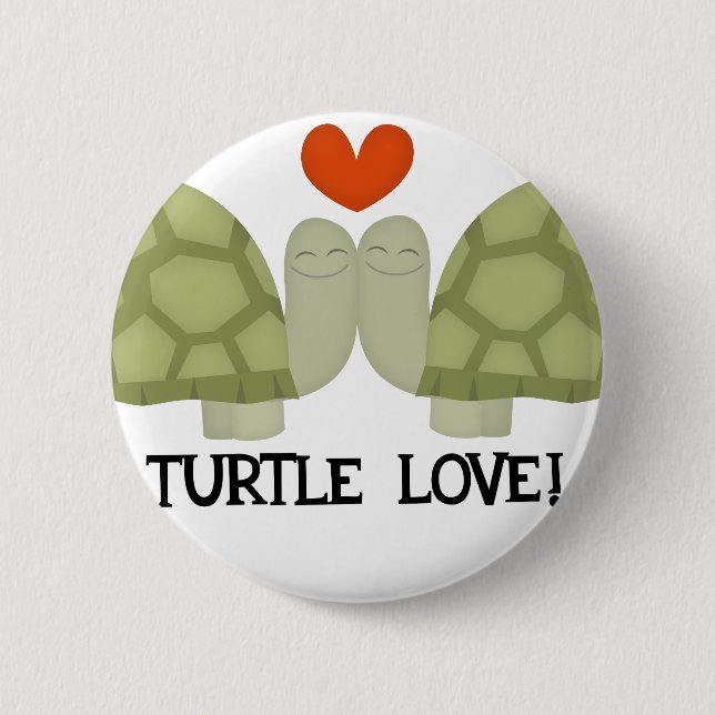 Turtle love 6 cm round badge (Front)