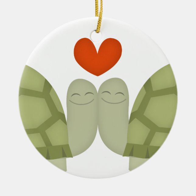 Turtle love ceramic tree decoration (Front)