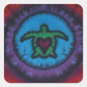 Turtle Love Tie Dye Square Sticker