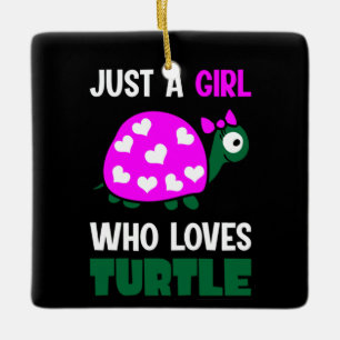 Turtle Lover A Girl Who Loves Turtles Ceramic Ornament