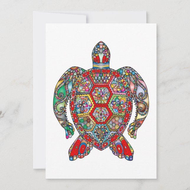 Turtle Lover Abstract Turtle Save The Date (Front)
