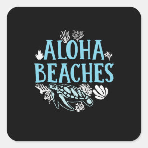 Turtle Lover Aloha Beaches Square Sticker