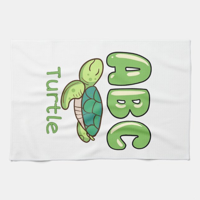 Turtle Lover Alphabet ABC Letter Turtle Tea Towel (Horizontal)