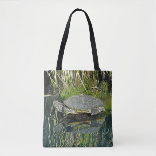 Turtle Lover Animal with Water Reflection Nature Tote Bag
