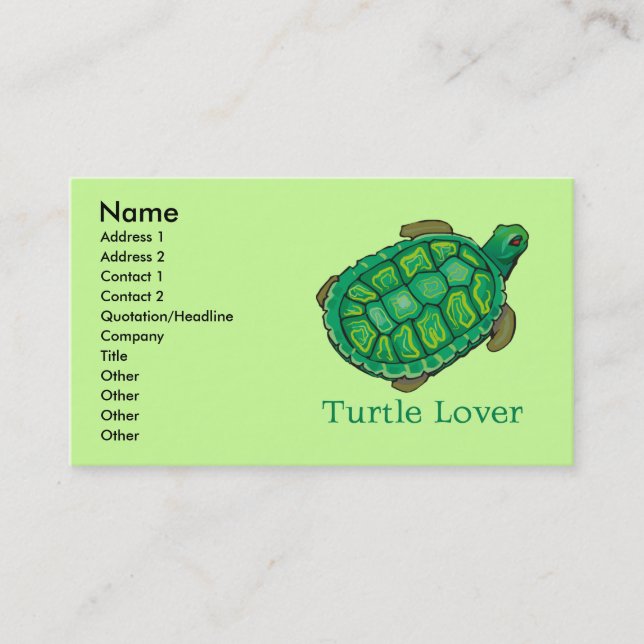 Turtle Lover Business Cards (Front)