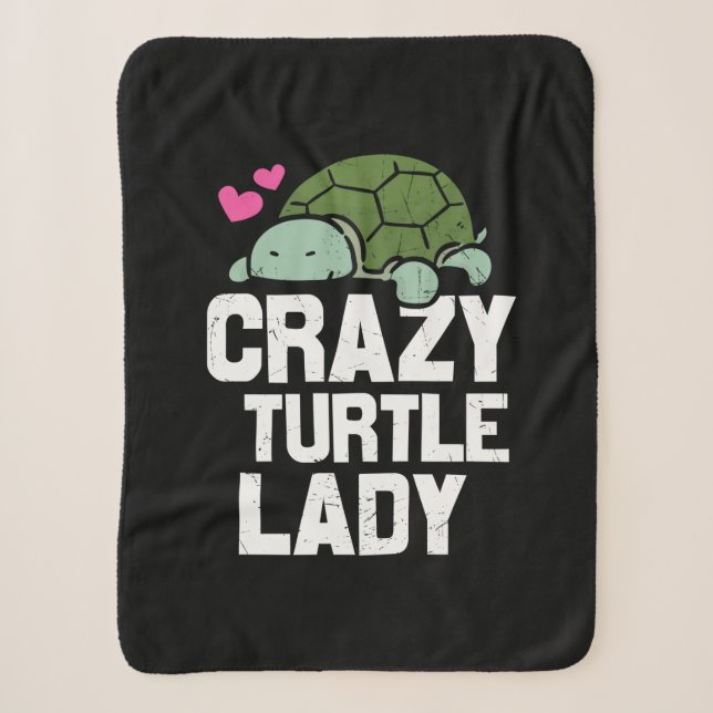 Turtle Lover | Crazy Turtle Lady Sherpa Blanket (Front)
