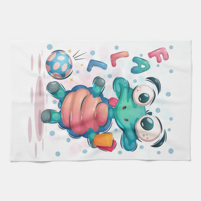 Turtle Lover Fall Cute Sea Turtle Tea Towel (Horizontal)