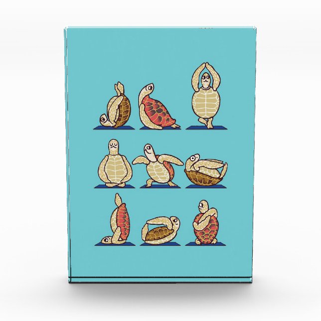 Turtle Lover Green Sea Turtle Yoga Photo Block (Front)