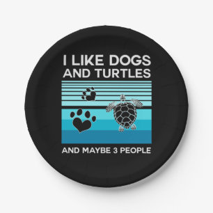Turtle Lover I Like Dogs And Turtles Paper Plate
