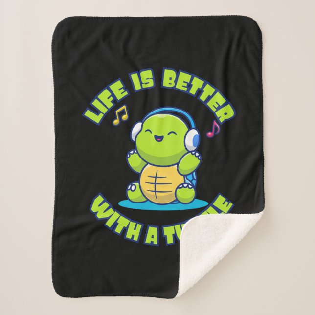 Turtle Lover | Life Is Better With A Turtle Sherpa Blanket (Front)