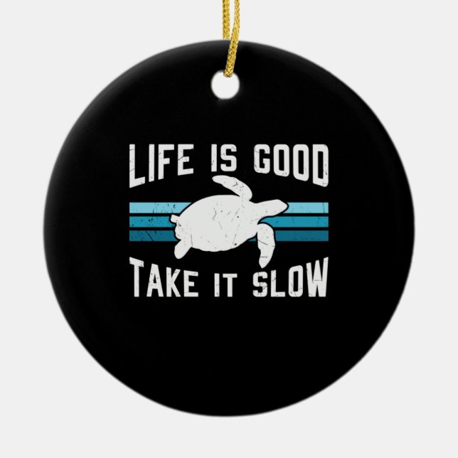 Turtle Lover | Life Is Good Ceramic Tree Decoration (Front)