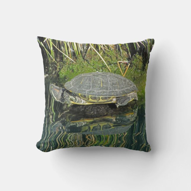 Turtle Lover Photo Water Reflection Lake Animal Cushion (Front)