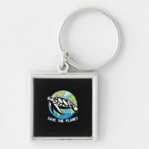 Turtle Lover Save The Planet Key Ring