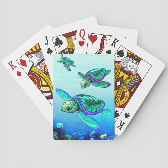Turtle Lover Sea Turtles Dance Playing Cards (Back)