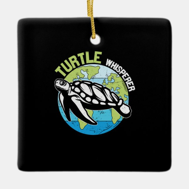 Turtle Lover | Turtle Whisperer Ceramic Ornament (Front)