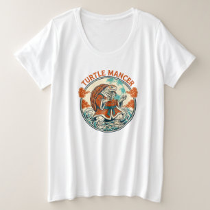 Turtle Mancer Mystic Ocean Waves Japanese Art Plus Size T-Shirt