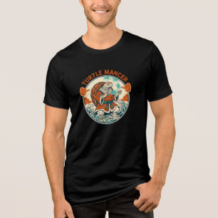 Turtle Mancer Mystic Ocean Waves Japanese Art Tri-Blend Shirt