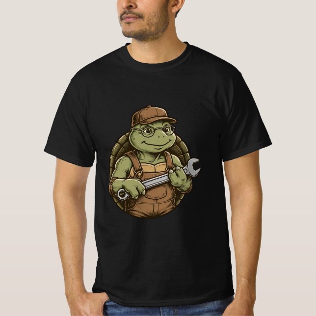 Turtle Mechanic - Slow Precise Garage Wrench Tee (Front)