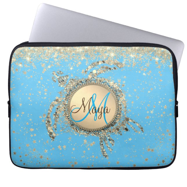 Turtle Monogram Stars on Blue iPad Smart Cover (Front)