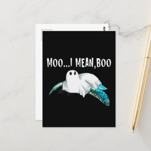 Turtle Moo I Mean Boo Funny Womens Halloween Gift  Postcard
