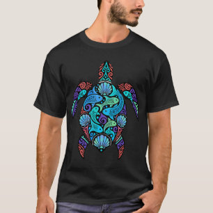 Turtle Mosaic â€” Polynesian Fish & Shell Emblem T-Shirt