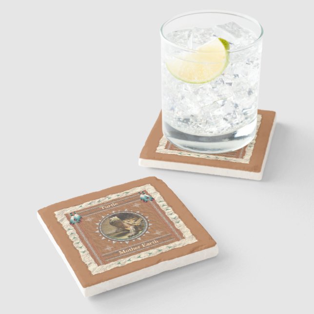 Turtle Mother Earth Energy Stone Coaster (Side)