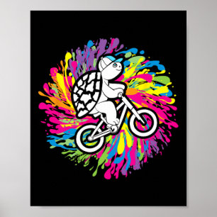 Turtle Mtb Cycling Mountain Biking Lover Tortoise  Poster