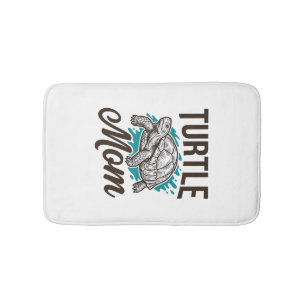 Turtle Mum Vintage Engraving Vector Design_1 Bath Mat