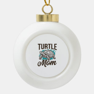 Turtle Mum Vintage Engraving Vector Design_1 Ceramic Ball Christmas Ornament