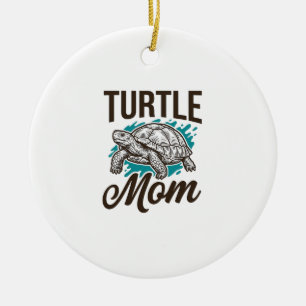 Turtle Mum Vintage Engraving Vector Design_1 Ceramic Tree Decoration