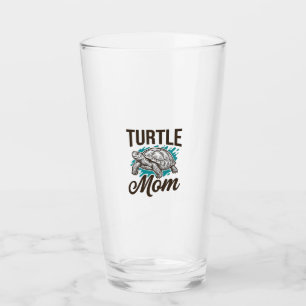 Turtle Mum Vintage Engraving Vector Design_1 Glass