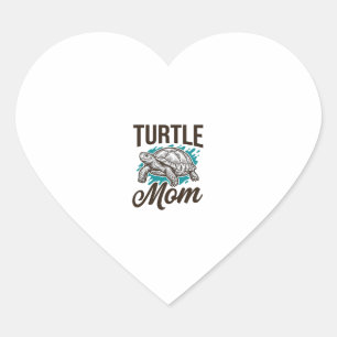 Turtle Mum Vintage Engraving Vector Design_1 Heart Sticker